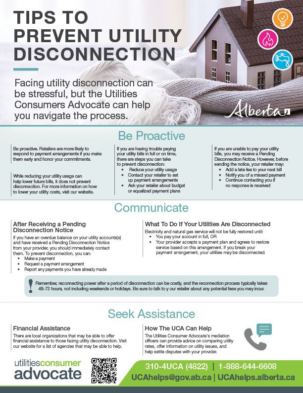 The UCA's tips to prevent utility disconnection.