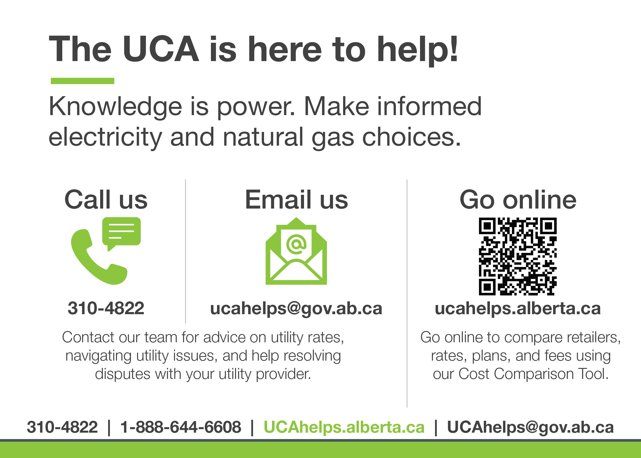 The back of the UCA's informational card for seniors.