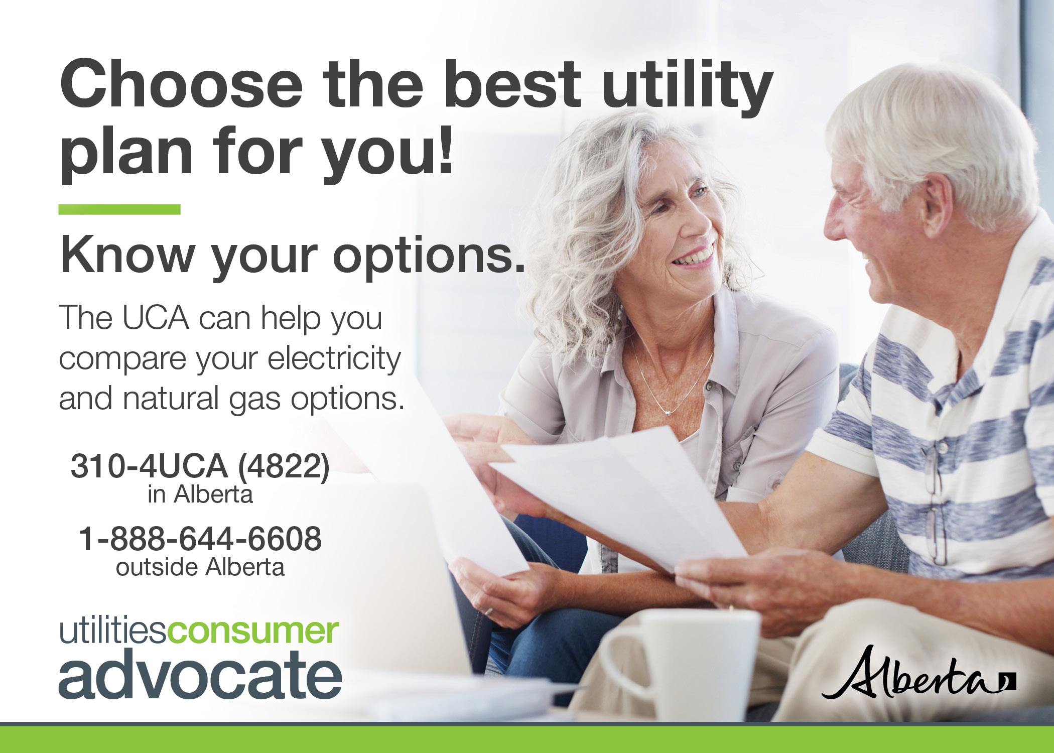 The front of the UCA's informational card for seniors.