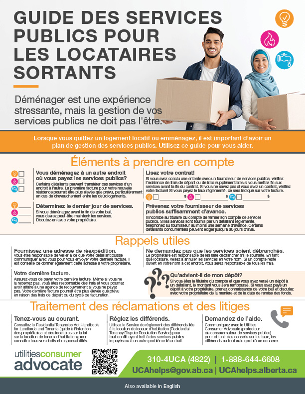 Move-out utility guide for tenants in French.