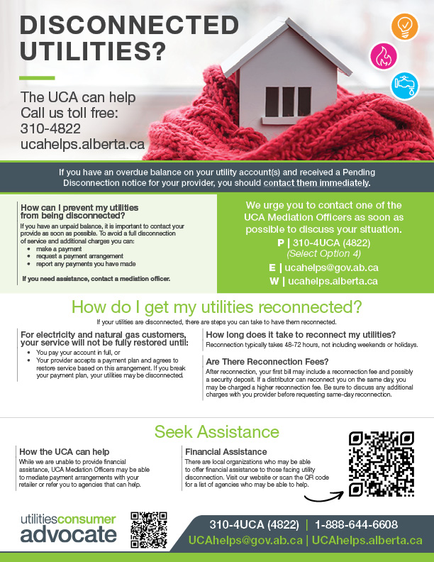 The UCA's tips to handle disconnected utilities.